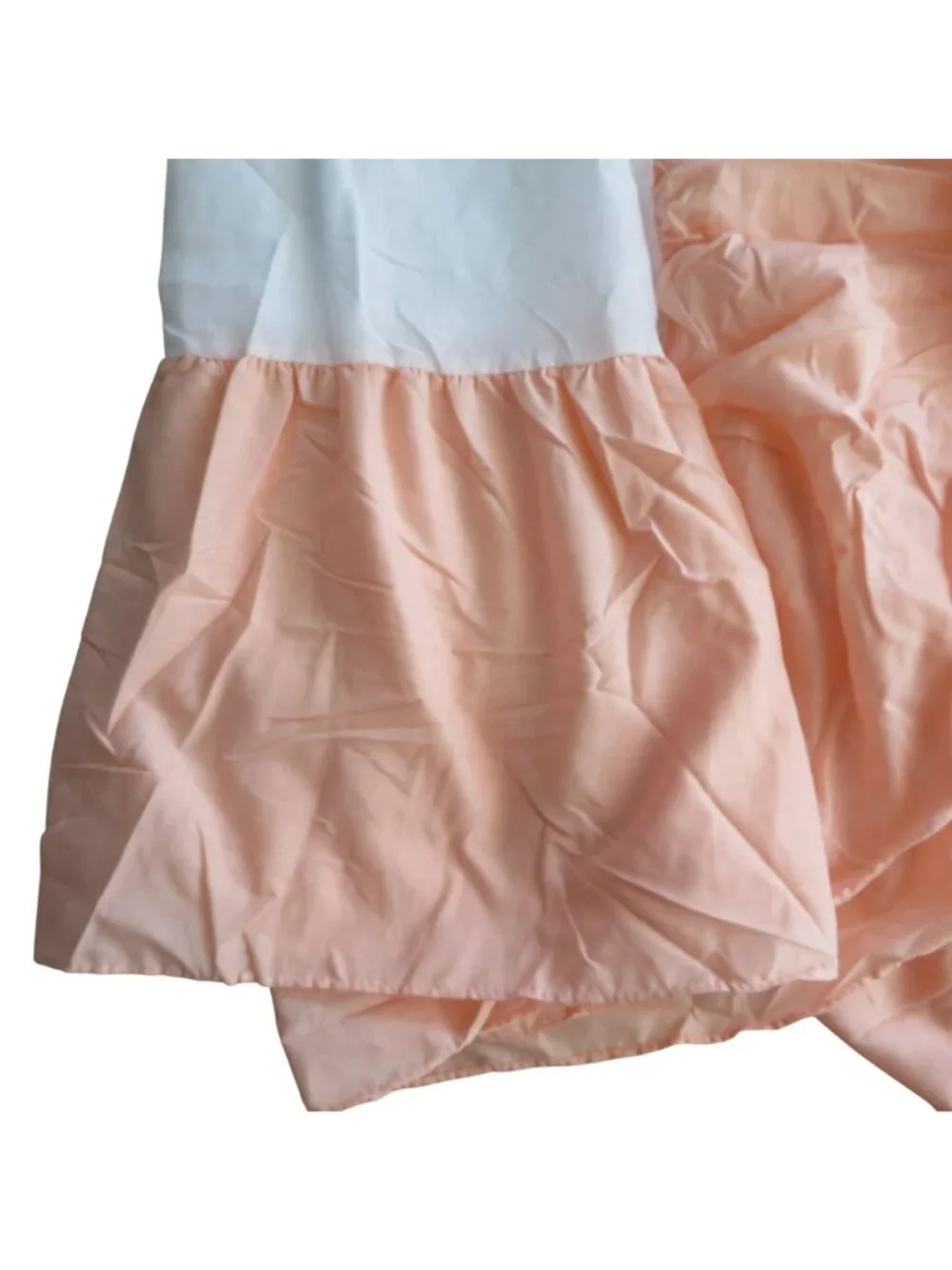 New Vintage Queen Size Peach Bed Skirt Ruffle 12